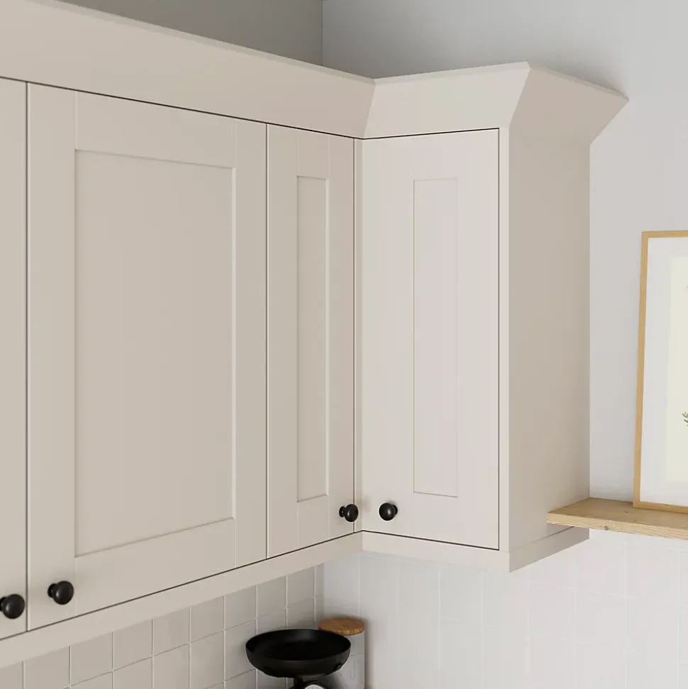 Caisson haut d'angle de cuisine 2 portes GoodHome Caraway Blanc H. 72 cm x l. 63 cm