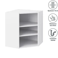 Caisson haut d'angle de cuisine 1 porte GoodHome Caraway Blanc H. 72 cm x l. 63 cm