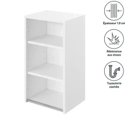 Caisson haut de cuisine blanc L. 40 cm x H. 72 cm Caraway Innovo GoodHome