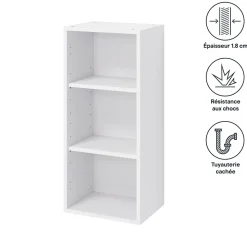 Caisson haut de cuisine GoodHome Caraway Blanc H. 90 cm x l. 40 cm