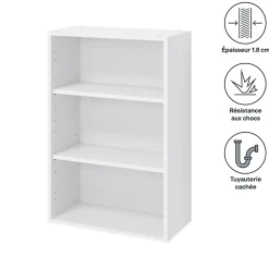 Caisson haut de cuisine GoodHome Caraway Blanc H. 90 cm x l. 60 cm