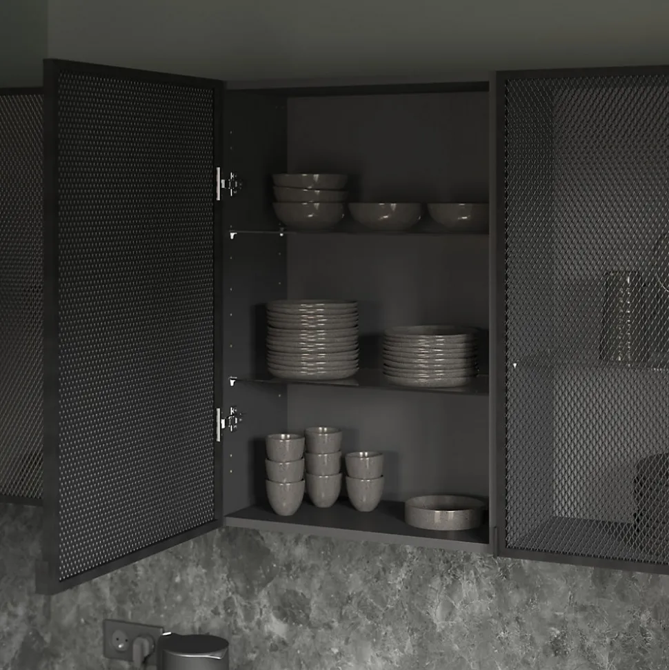 Caisson haut de cuisine GoodHome anthracite H. 72 cm x L. 60 cm