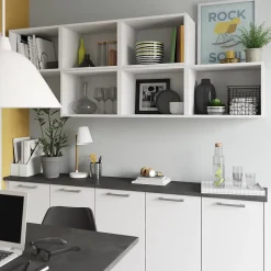 Caisson haut de cuisine ouvert GoodHome Caraway Blanc H. 36 cm x l. 50 cm