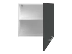 Caissons de cuisine - 1 meuble bas & 1 meuble haut - 2 portes - Gris brillant et blanc - TRATTORIA