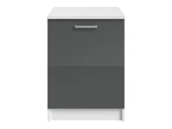 Caissons de cuisine - 1 meuble bas & 1 meuble haut - 2 portes - Gris brillant et blanc - TRATTORIA