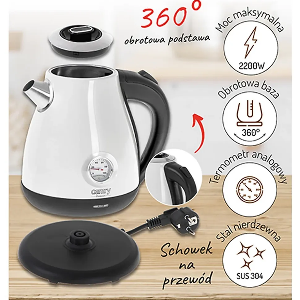 Camry Bouilloire électrique avec thermomètre 1,7L