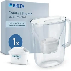 Carafe filtrante BRITA - Style Essential Blanche - Capacité 2,4L dont 1,4L d'eau filtrée - 1 filtre Maxtra Pro Pure performanc