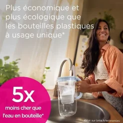 Carafe filtrante BRITA - Style Essential Sable - Capacité 2,4L dont 1,4L d'eau filtrée - 2 filtres Maxtra Pro Expert anti-tart