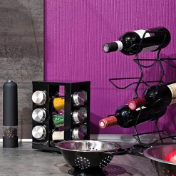 Carrousel à épices métal noir 12 flacons