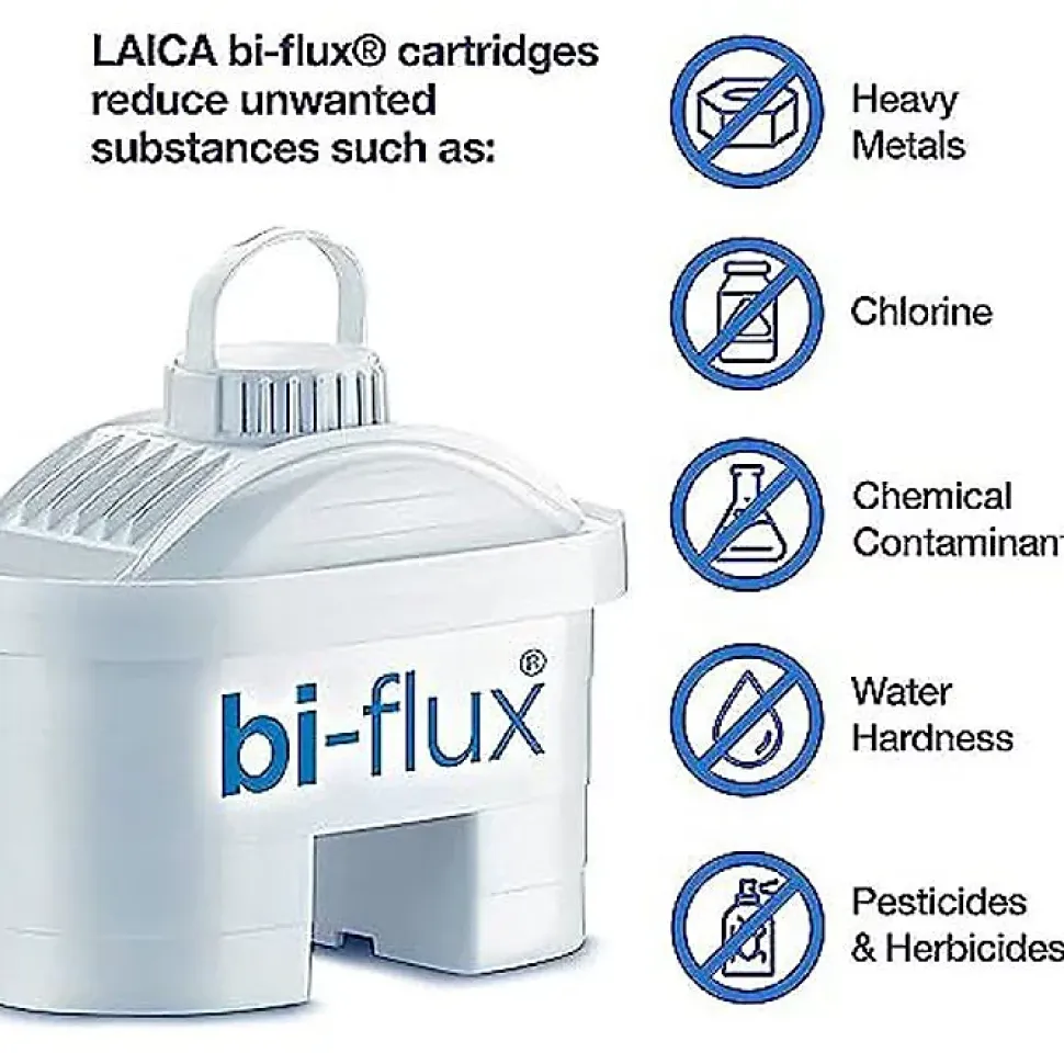 Cartouche Filtrante Bi-Flux Plastique Blanc - LAICA F6M - Améliore la qualité de l'eau - Pack de 6