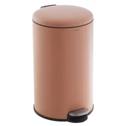 CASABEL Poubelle Cuisine 50L en Acier Inoxydable, Anti-Traces, Poubelle Ronde avec Pédale et Couvercle, Terracotta