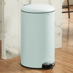 CASABEL Poubelle Cuisine 50L - 100% Acier Inoxydable, Anti-Traces de Doigts, Corbeille Ronde avec Pedale et Couvercle, Vert Menthe