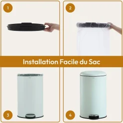 CASABEL Poubelle Cuisine 50L - 100% Acier Inoxydable, Anti-Traces de Doigts, Corbeille Ronde avec Pedale et Couvercle, Vert Menthe