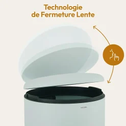 CASABEL Poubelle Cuisine 50L - 100% Acier Inoxydable, Anti-Traces de Doigts, Corbeille Ronde avec Pedale et Couvercle, Vert Menthe