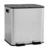 CASABEL Poubelle Cuisine Double 2x15L en Acier Inoxydable, Anti-Traces, avec Pédales et Couvercles Hermétiques pour Tri Sélectif