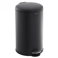 CASABEL Poubelle Cuisine 50L en Acier Inoxydable, Anti-Traces, Poubelle Ronde avec Pédale et Couvercle, Noir