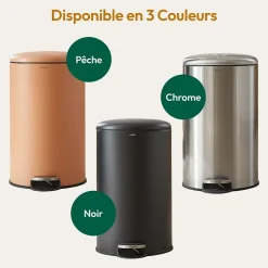 CASABEL Poubelle Cuisine 50L en Acier Inoxydable, Anti-Traces, Poubelle Ronde avec Pédale et Couvercle, Noir