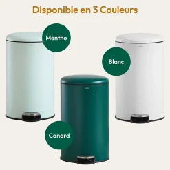 CASABEL Poubelle Cuisine 50L - 100% Acier Inoxydable, Anti-Traces de Doigts, Corbeille Ronde avec Pédale et Couvercle, Vert