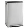 CASABEL Poubelle Tri Selectif 60L 2x30L Acier Inox Chrome Double Compartiments Pedale Bacs Amovibles Couvercles Silencieux