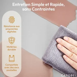 CASABEL Poubelle Tri Selectif 60L, 2x30L Acier INOX BLANC, Double Compartiments, Pedale, Bacs Amovibles, Couvercles Silencieux