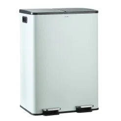 CASABEL Poubelle Tri Selectif 60L - 2x30L, Double Compartiments, Pédale, Bacs Amovibles, Couvercles Silencieux