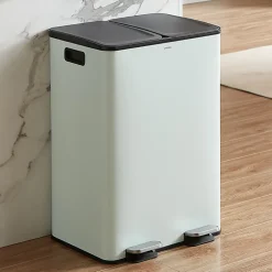 CASABEL Poubelle Tri Selectif 60L - 2x30L, Double Compartiments, Pédale, Bacs Amovibles, Couvercles Silencieux