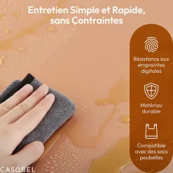 CASABEL Poubelle Tri Selectif 60L, 2x30L Acier INOX TERRACOTTA, Double Compartiments, Pedale, Bacs Amovibles