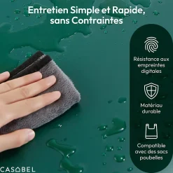 CASABEL Poubelle Tri Selectif 60L - 2x30L Acier , Double Compartiments, Pédale, Bacs Amovibles, Couvercles Silencieux