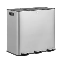 CASABEL Poubelle Tri 3x20L Inox Chrome 60L, anti-Traces, Anti-Odeurs, à Pédales, Idéale pour le Recyclage Cuisine