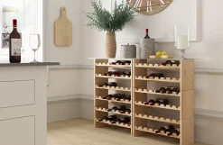 Casier à bouteilles empilable Katea en pin massif pour 16 bouteilles (30x68,4x30 cm)