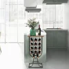 Casier à Vin 14 Bouteilles avec Roues Organisateur de Rangement de Vin Mobile avec Cadre Métallique Plateau en Bois Noir
