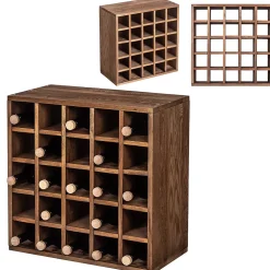 Casier à vin marron foncé en échiquier en bois KADAX