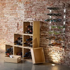 Casier pour rangement 12 bouteilles L. 30 cm bois et métal