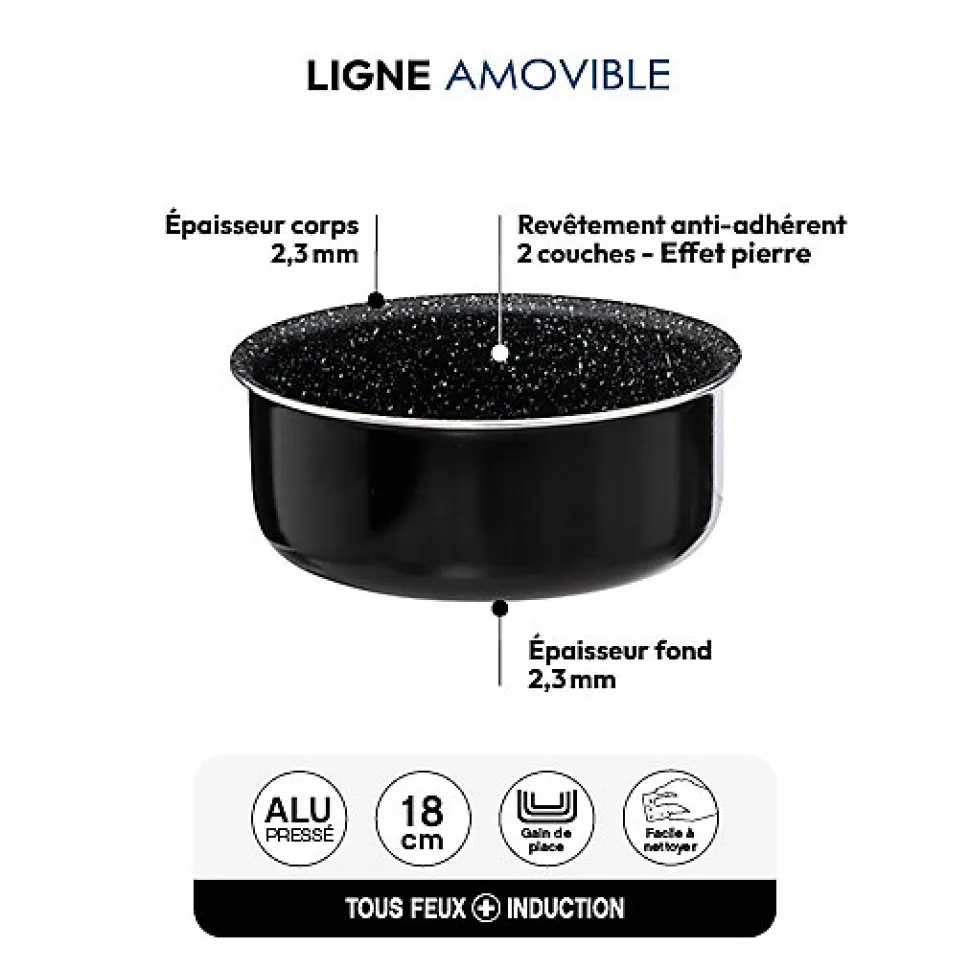 Casserole Aluminium pressé 18 cm Amovible - 5Five