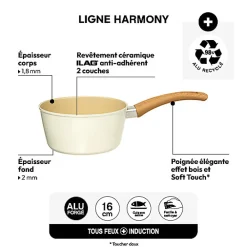 Casserole Harmony D16cm en aluminium forgé beige - Beige- 5five