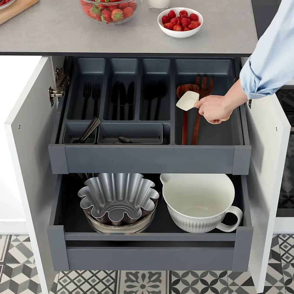 Casserolier de cuisine Soto GoodHome gris anthracite H. 19 cm x L. 60 cm