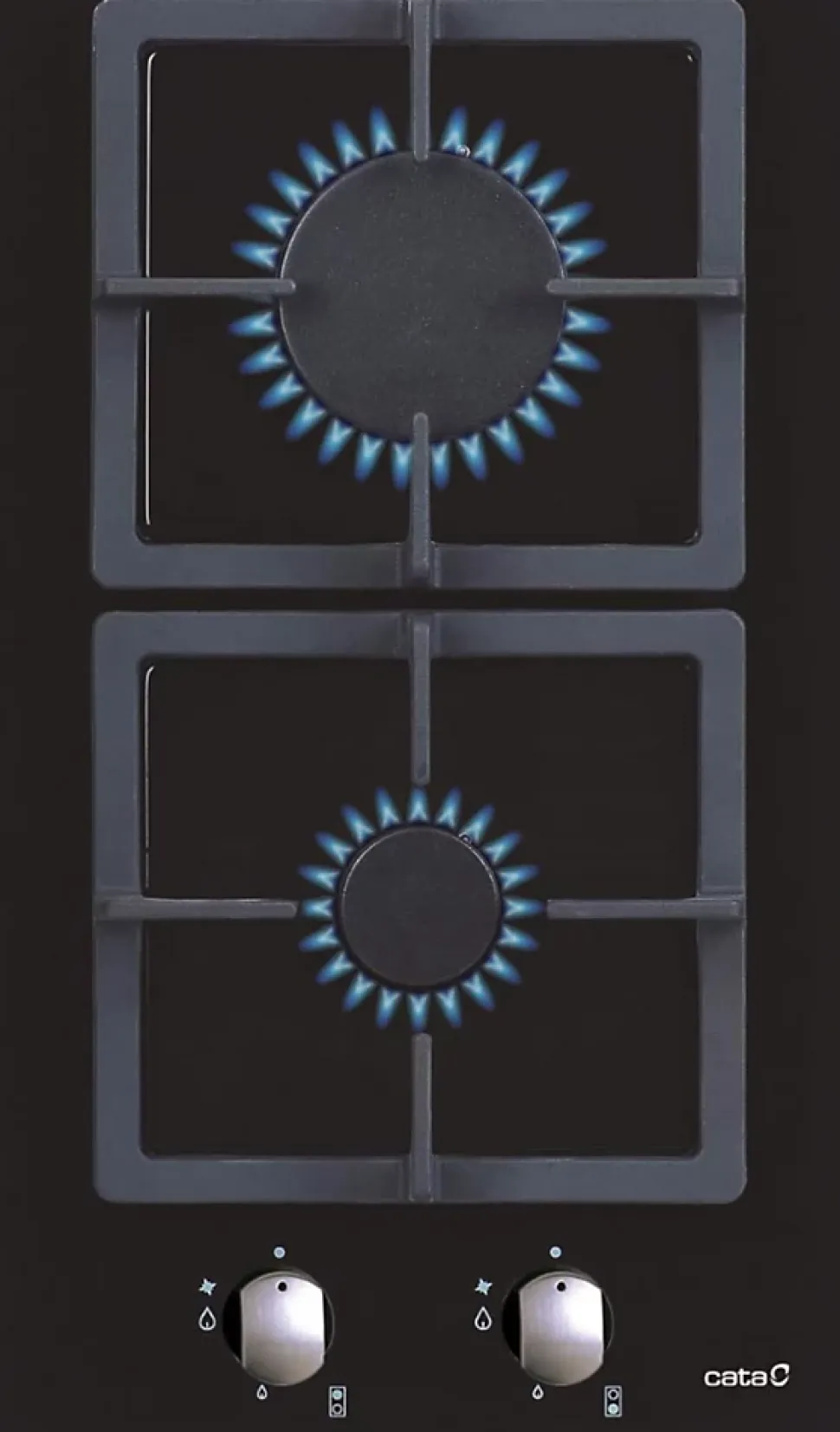 CATA Domino gaz SCI 3002 BK Verre noir 2 feux