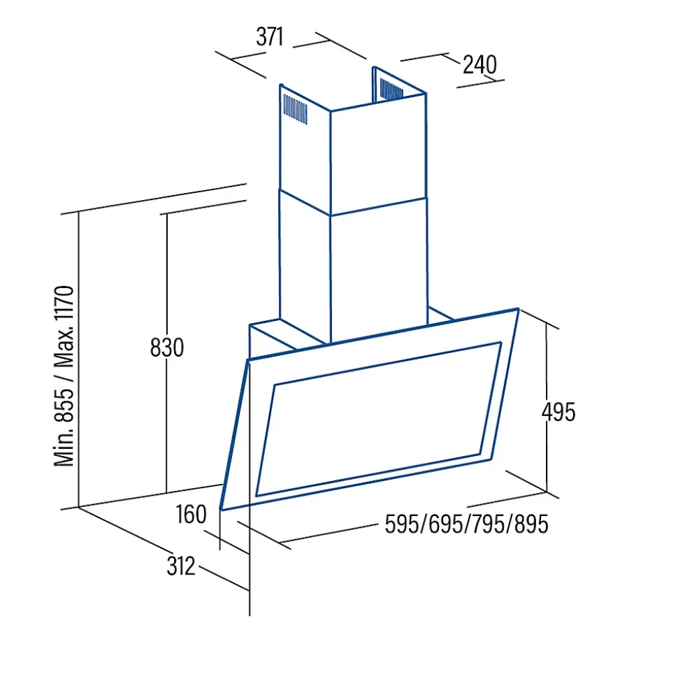 CATA Hotte décorative inclinée THALASSA 600XGWH 60cm blanche