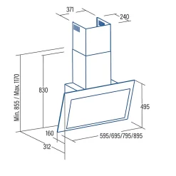 CATA Hotte décorative inclinée THALASSA 900XGBK 90cm noire
