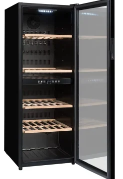 Cave a vin de service - LA SOMMELIERE - SLS90DZ - 91 bouteilles - Porte vitrée réversible - Classe G - 48 x 57,5 x 128,5 cm - Noir