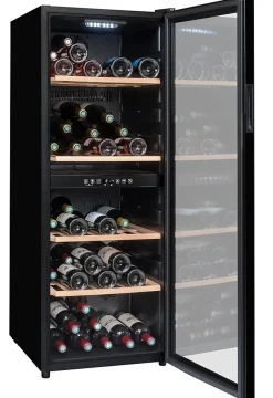 Cave a vin de service - LA SOMMELIERE - SLS90DZ - 91 bouteilles - Porte vitrée réversible - Classe G - 48 x 57,5 x 128,5 cm - Noir