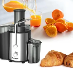 Centrifugeuse Techwood TCFI-1056 - 800 W INOX - Récipient pulpe (capacité 1,5 litre)- Récipient à jus amovible - Coloris Noir
