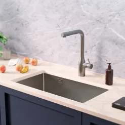 Ceramia Timeless Évier de cuisine sous plan en inox 304, 68x45x21 cm, Gun Metal brossé PVD