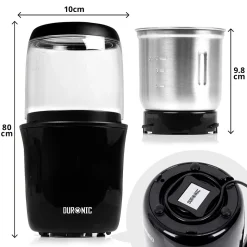 CG250 Moulin à café électrique 250W Capacité 75 g Acier inoxydable Mouture des grains de café pour espresso cappuccino Duronic