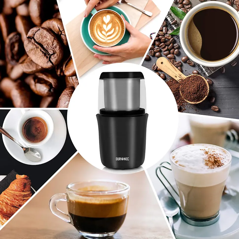 CG250 Moulin à café électrique 250W Capacité 75 g Acier inoxydable Mouture des grains de café pour espresso cappuccino Duronic