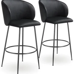 Chaise de bar en velours rembourré avec dossier large et un repose-pieds Lot de 2