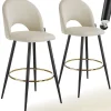 Chaise de bar en velours rembourré avec dossier et repose-pieds Lot de 2