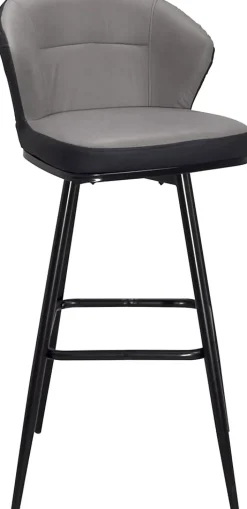 Chaise de bar pivotante matelassée, hauteur assise 72 cm, lot de 2, dana (gris et noir)