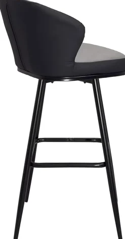 Chaise de bar pivotante matelassée, hauteur assise 72 cm, lot de 2, dana (gris et noir)