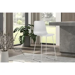 Chaise de comptoir MARIO PP blanc Design contemporain H100,5 cm